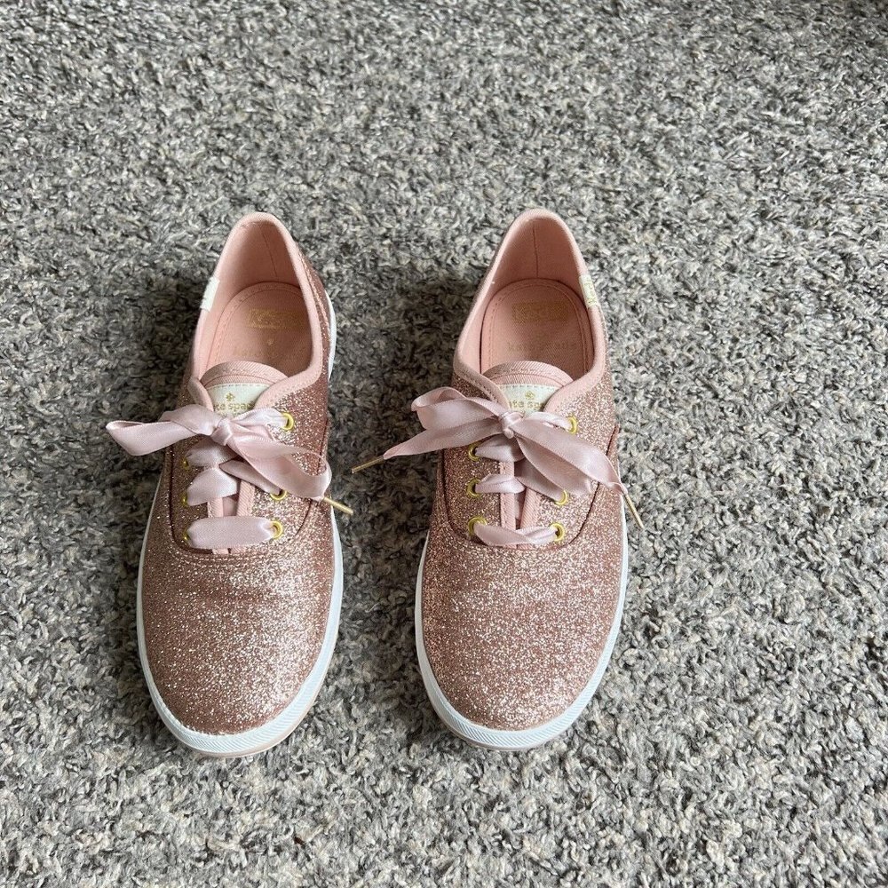 Keds Kate Spade Champion Glitter Sparkly Sneakers Youth Girls 4.5 Rose Gold